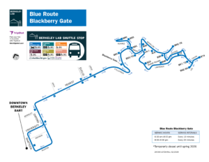 Berkeley Lab Blue Route Shuttle map