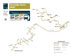 map showing the Berkeley Lab Rockridge shuttle route