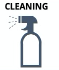 Spray bottle graphic and 'Cleaning' text headline.