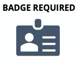 Badge graphic and 'Badge Required' headline.