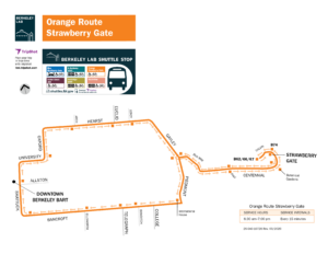 Berkeley Lab Orange Shuttle route map through Strawberry Gate